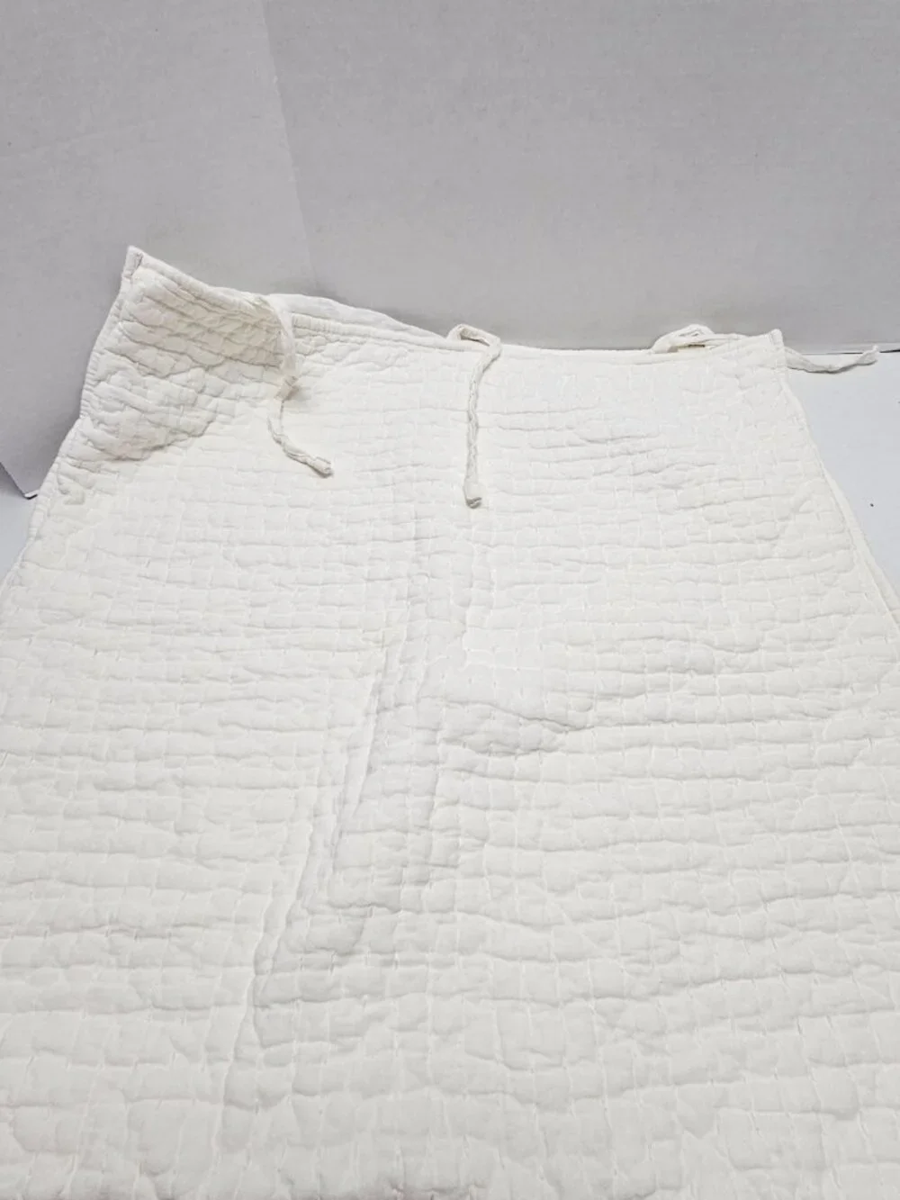 Pottery Barn White Full/ Queen Comforter Bedding Cover 2 Euro Shams Cotton Linen